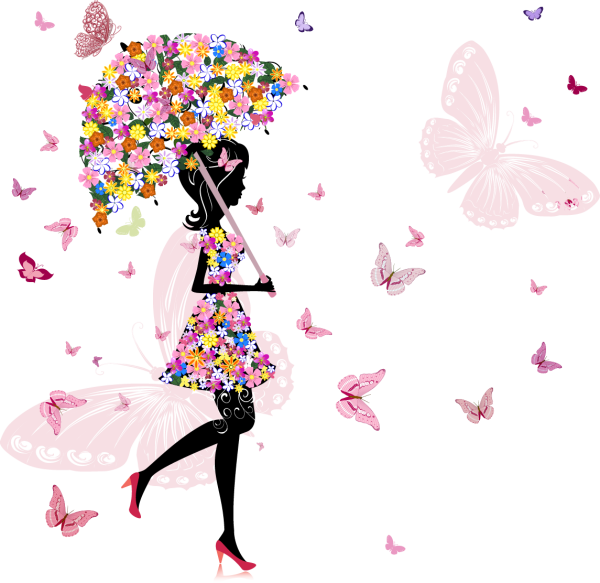 Силуэт девушки из цветов