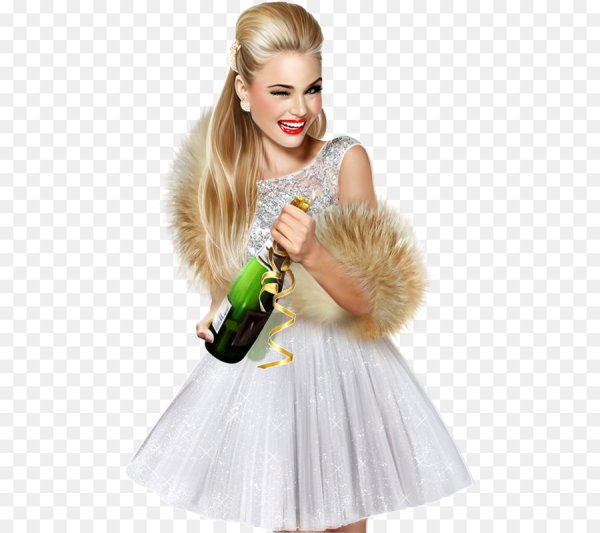 Женщина с шампанским на новый год