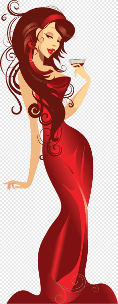 Векторная девушка в Красном платье