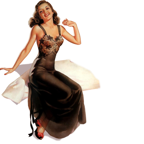 Винтажные девушки на прозрачном фоне