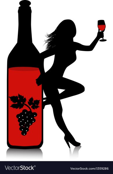 Силуэт женщины с вином