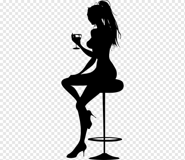 Силуэт девушки с бокалом