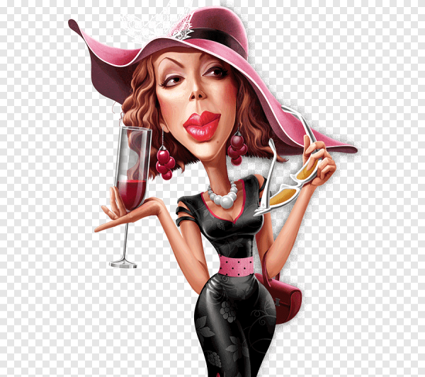 Дама с бокалом карикатура