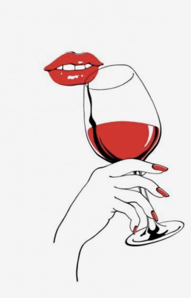 Бокал в руке нарисованный