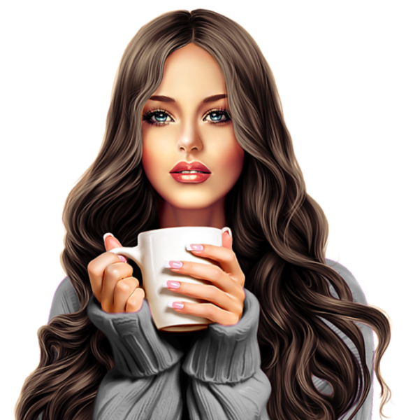 Девушка с кофе клипарт
