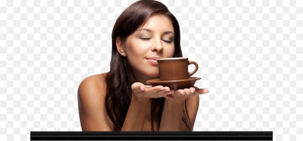 Девушка с кофе на прозрачном фоне