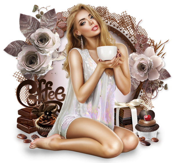 Девушка с кофе клипарт