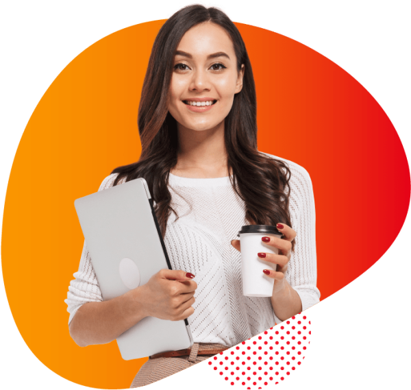 Продавец консультант на белом фоне