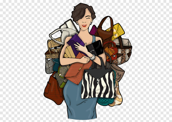 Девушка с кучей сумок