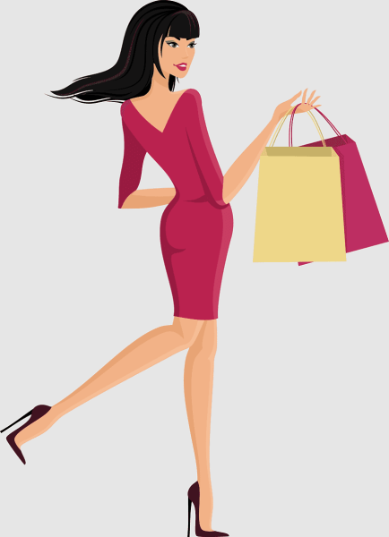 Иллюстрация женщина с пакетами