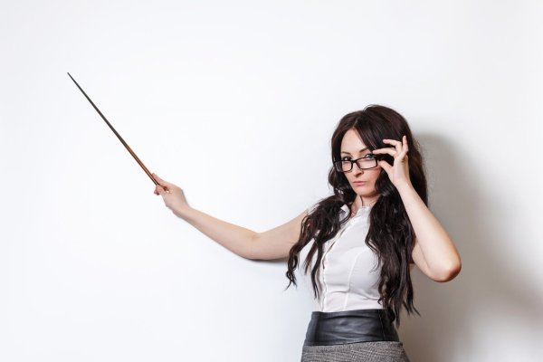 Указка в руках учителя