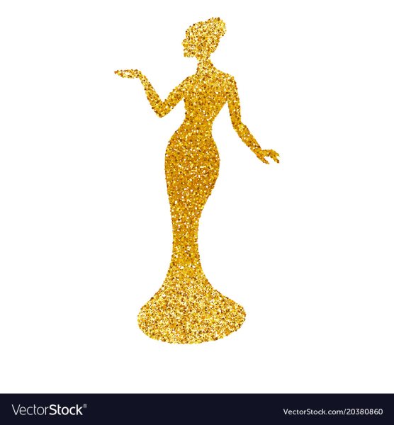 Силуэт девушки в золотом платье
