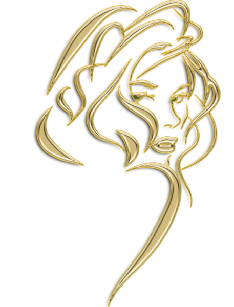 Золотой силуэт девушки с прической