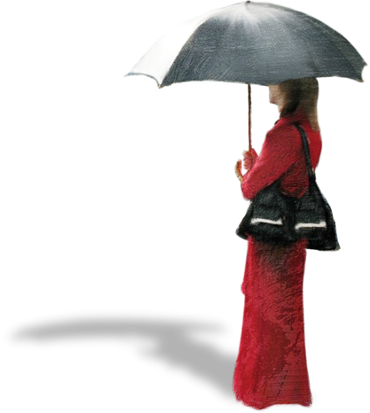 Под зонтом на белом фоне