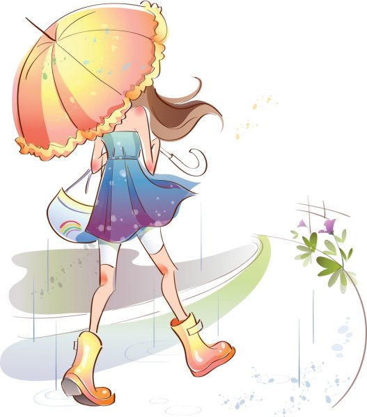 Девушка с зонтиком рисунок