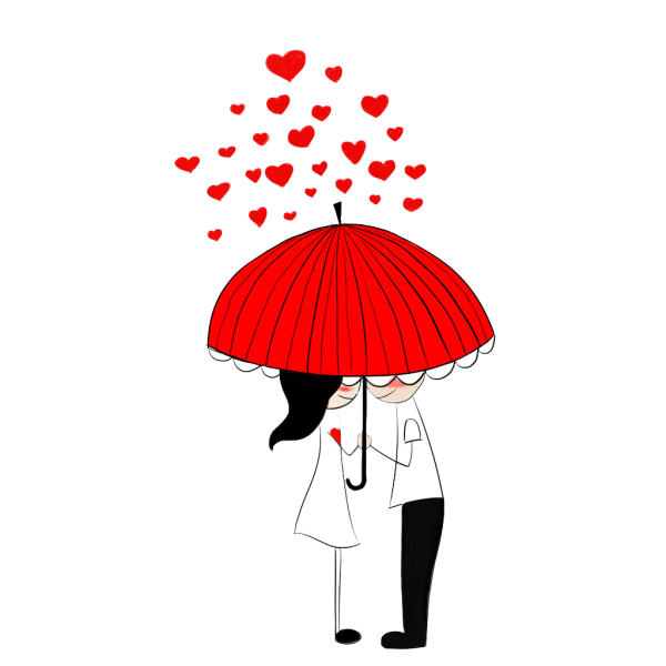 Силуэт пары под зонтом