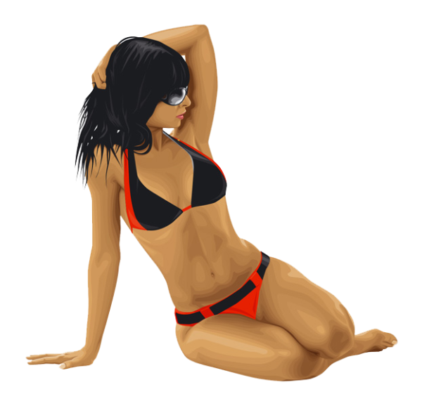 Девушка в купальнике на прозрачном фоне