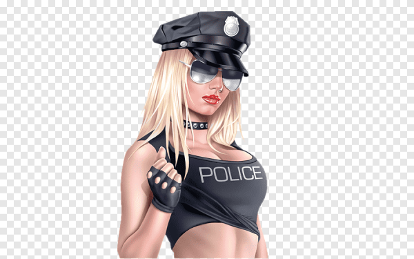 Девушка полицейский на прозрачном фоне