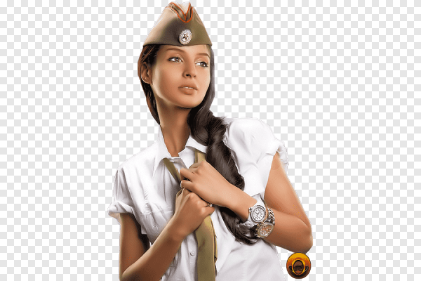 Девушка в военной форме на фойн