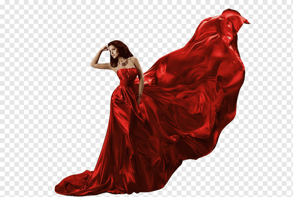 Девушка в Красном платье без фона