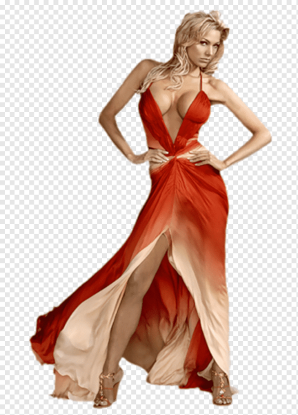 Девушка в Вечернем платье на прозрачном фоне