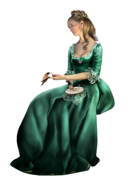 Девушка в средневековом платье сидит