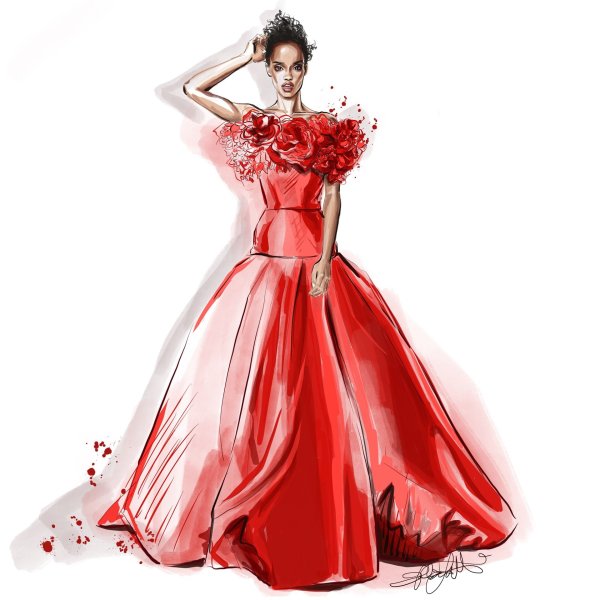 Красное платье на прозрачном фоне