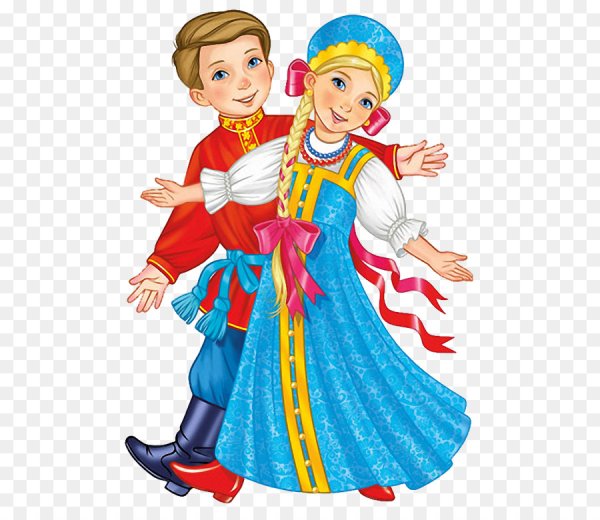 Мальчик и девочка в русских костюмах