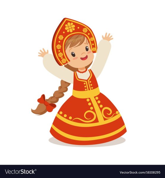 Девушка в русском костюме мультяшная