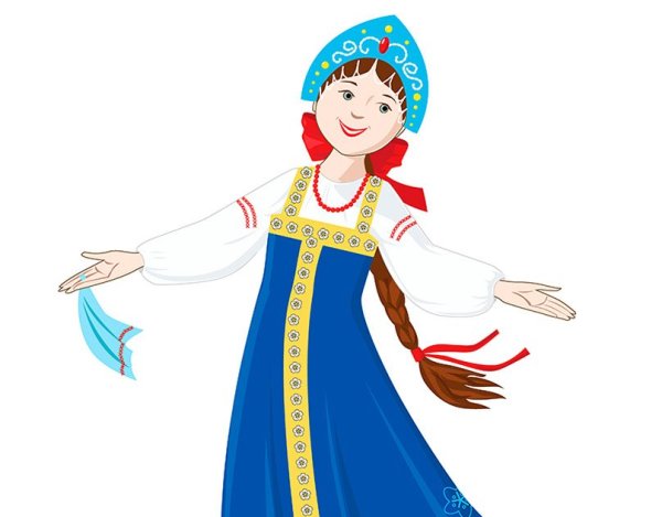 Девочка пляшет в русско народном костюме