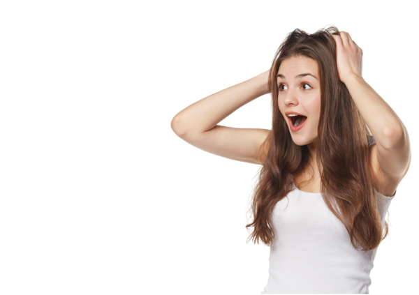 Девушка удивление с боку