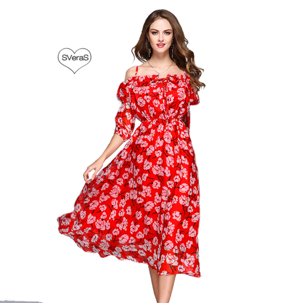 Платье в цветочек на белом фоне