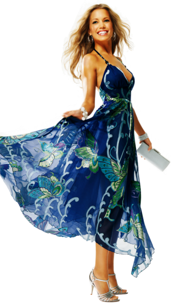 Девушка в длинном платье на прозрачном фоне