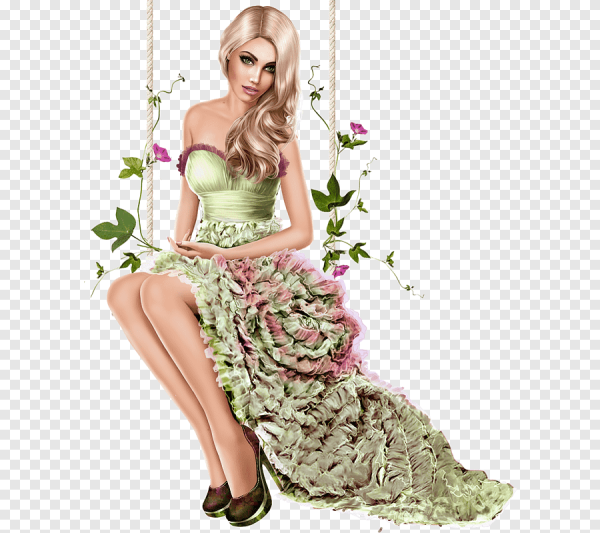 Девушка в платье на прозрачном фоне