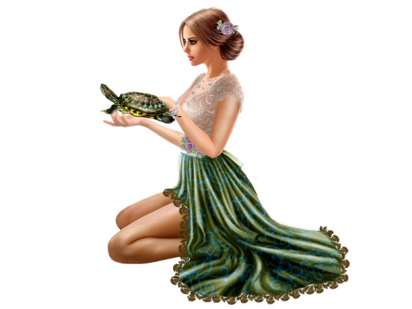 Девушка в платье на прозрачном фоне