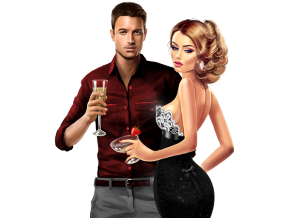 Парень и девушка на прозрачном фоне