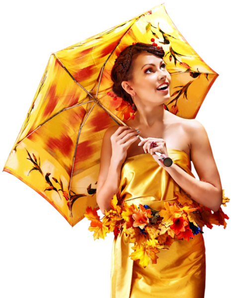 Осенние девушки на прозрачном фоне