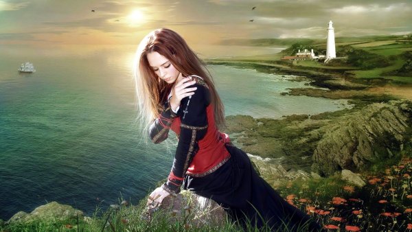 Красивые пейзажи с девушками