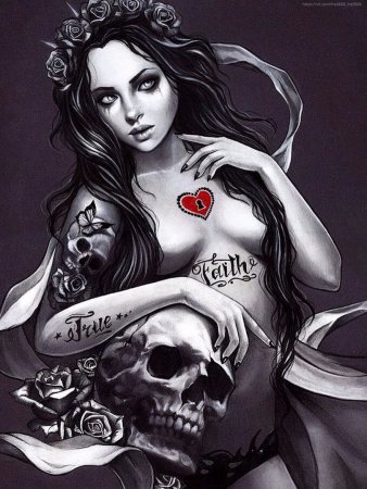 Скелет и две дамы