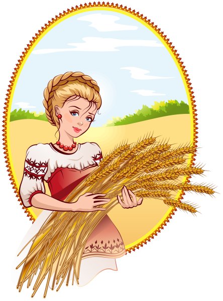 Каравай с колосьями рисованный