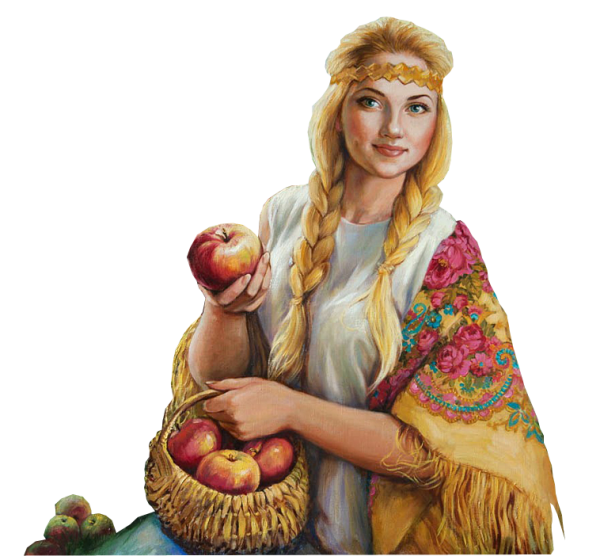 Русская красавица с яблоками