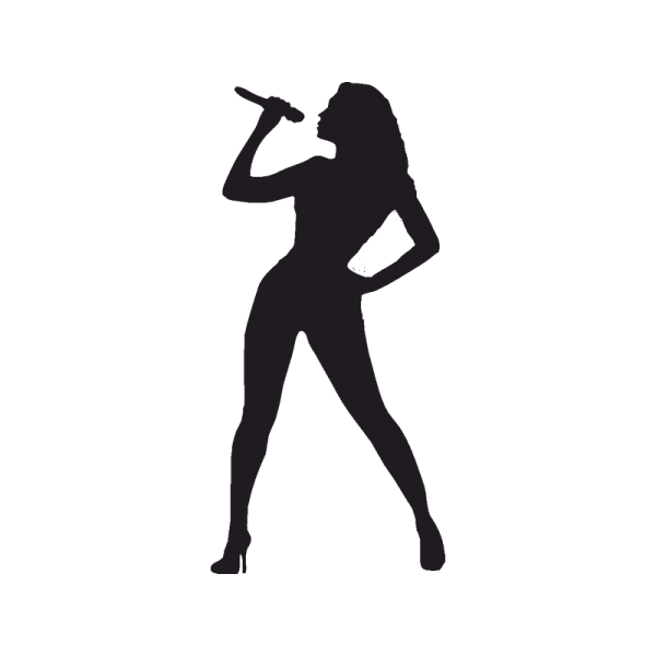 Девушка с микрофоном силуэт