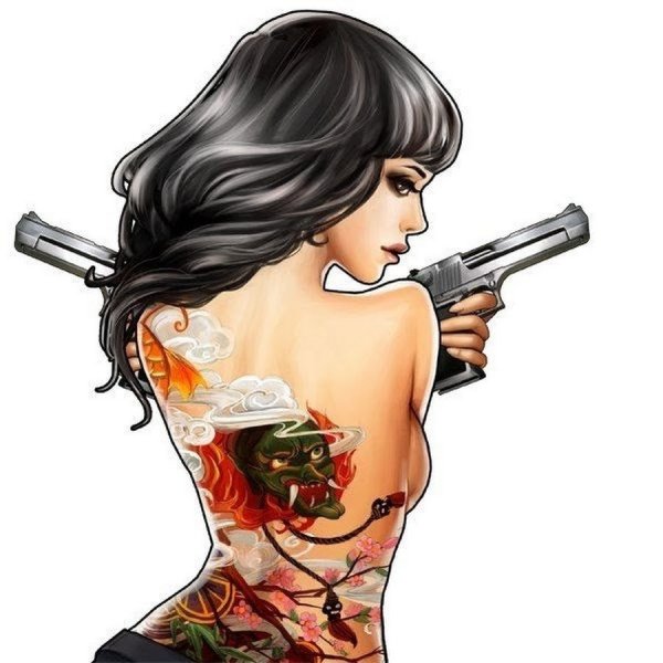 Нарисованные девушки с оружием