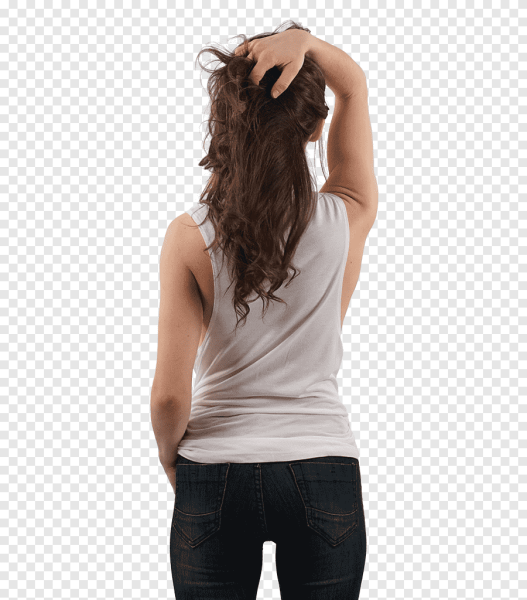 Девушка спиной на прозрачном фоне