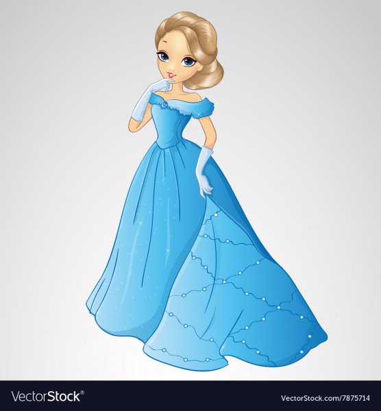 Мультяшная девочка в синем платье