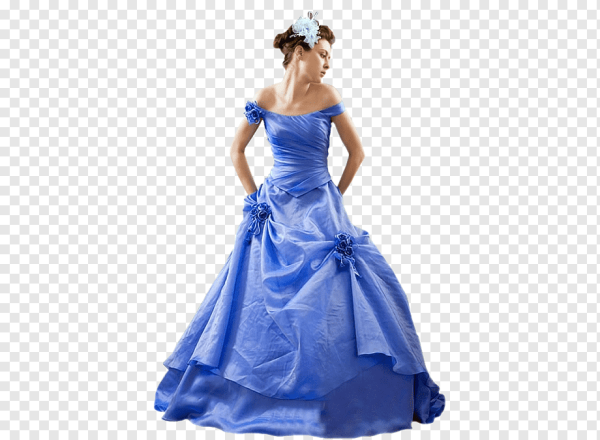 Девушка в синем платье на прозрачном фоне