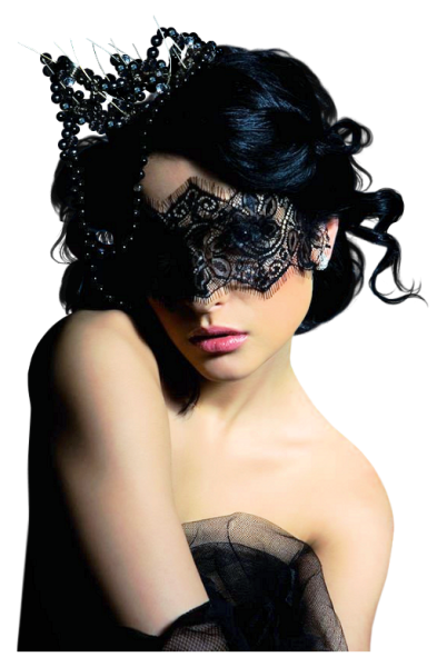 Черная маска маскарадная на девушке
