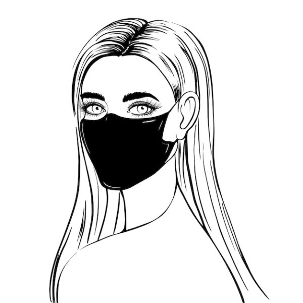 Девушка в маске медицинской рисунок