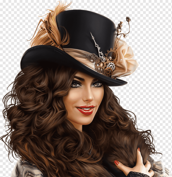 Дама в шляпке на фоне