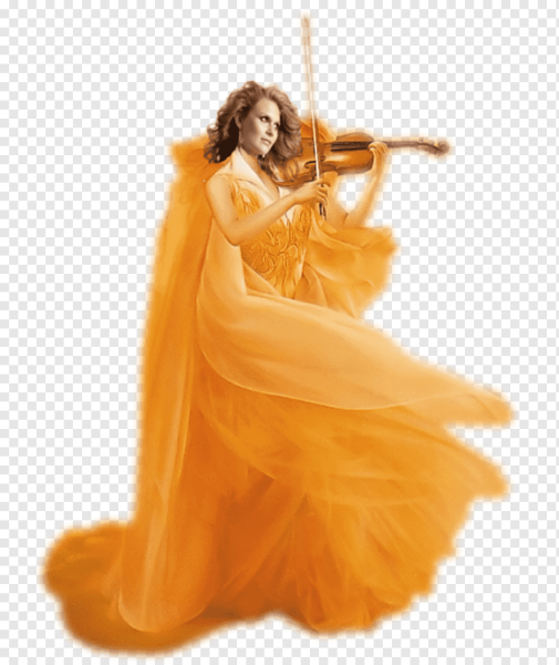 Скрипачка на прозрачном фоне